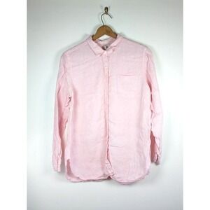 LL Bean 100% Linen Top Size XL Costal Beach Lagenlook Tunic Summer Button Up